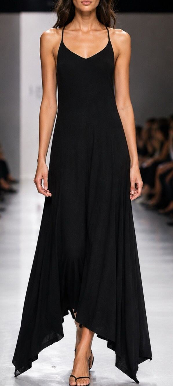 Tabitha Webb Homecoming Women’s XS Black Racerback Maxi Dress Asymmetrical Hem